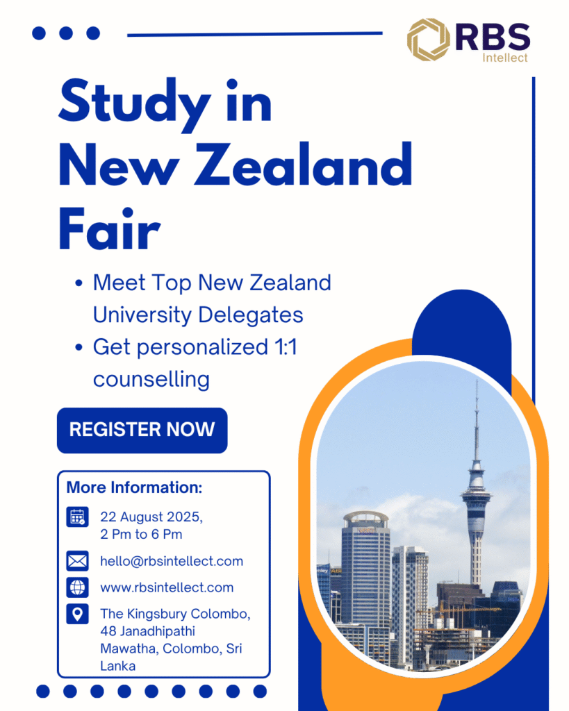 Study in New Zealand Fair – Colombo | 22 August 2025 | Meet Top Universities